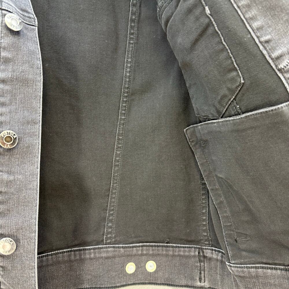 Pistola Denim Jacket Womens Small Black Moto Trucker Jean Jacket Goth NWOT - Picture 5 of 10